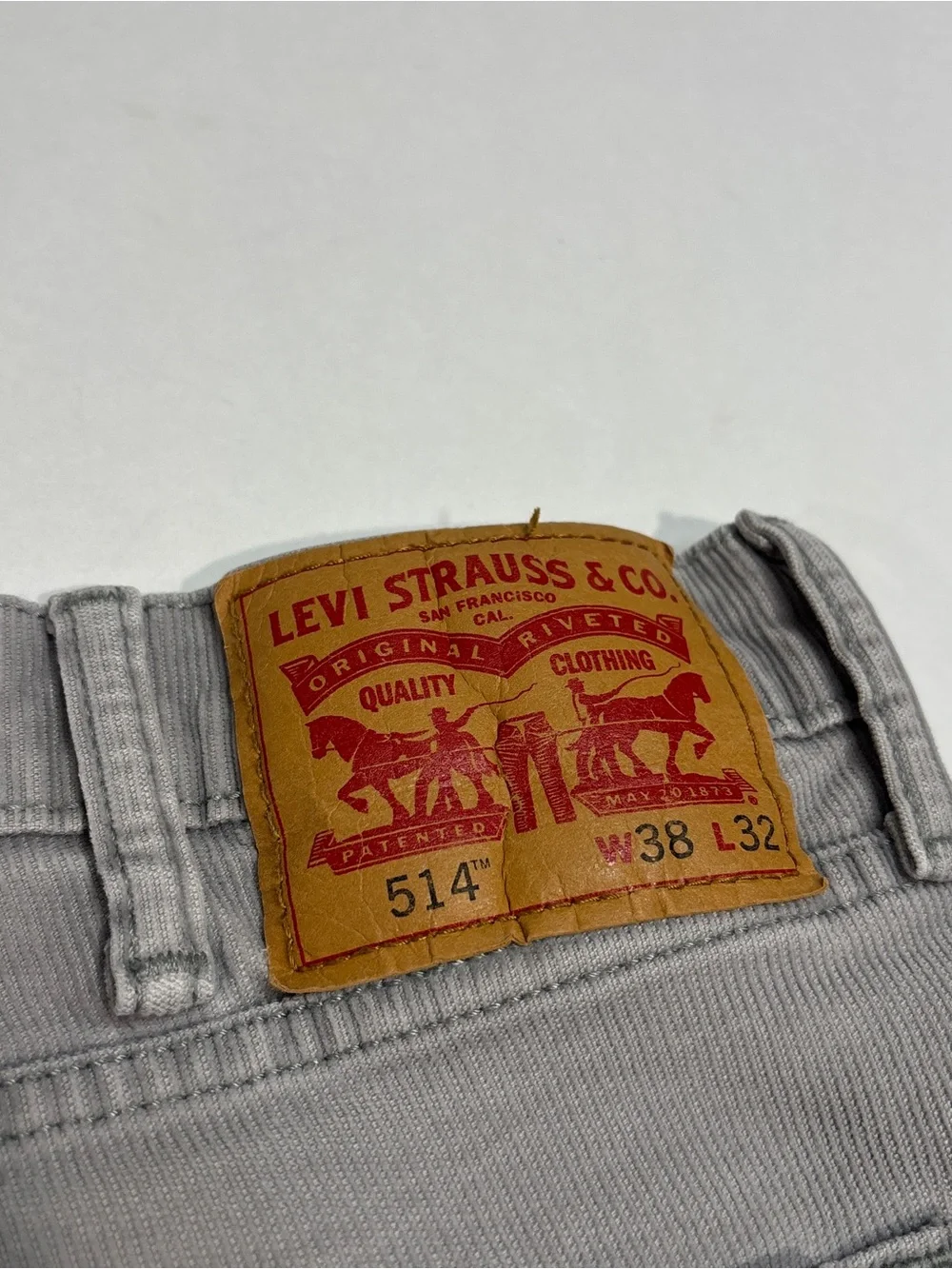 Levi's 514 Corduroy Pants Mens 38x32 Gray Slim Straight 5 Pocket Jeans